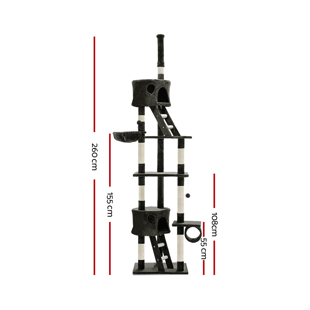Tails Cat Tree - Scratching Post & Tower (260CM, Grey)