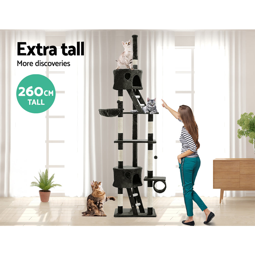 Tails Cat Tree - Scratching Post & Tower (260CM, Grey)