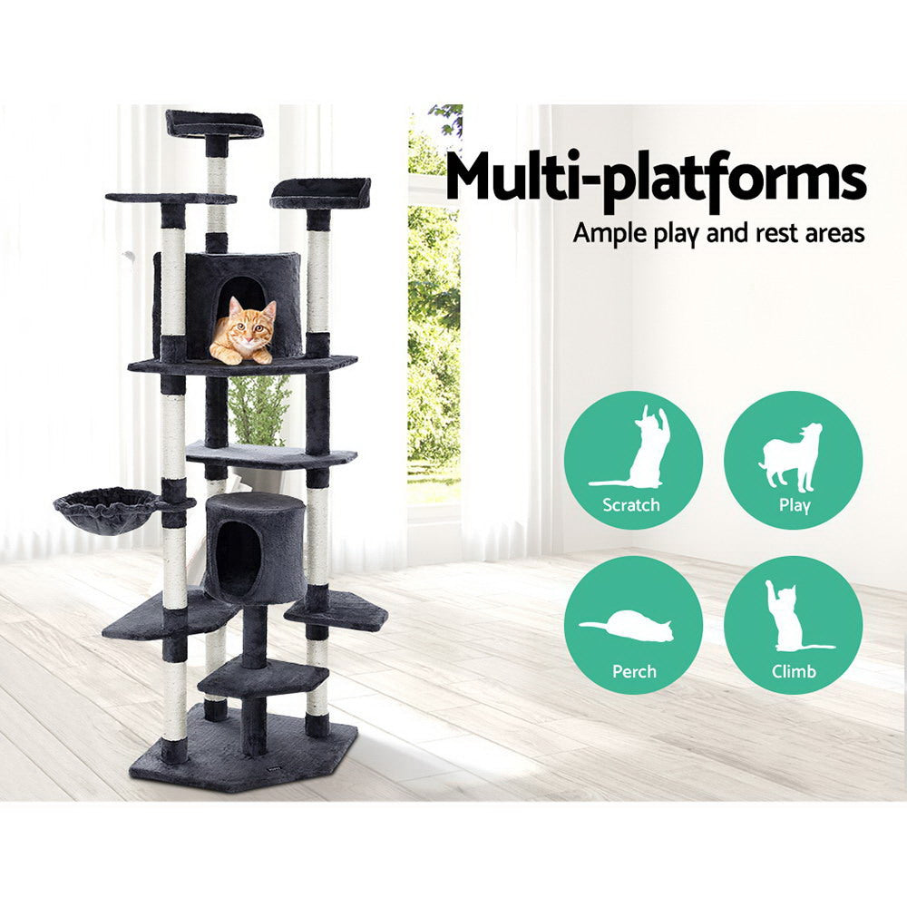 Tails Cat Tree - Scratching Post & Bed (203CM, Grey)
