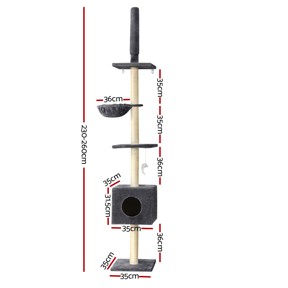 Tails Cat Tree - Scratching Post (260CM, Dark Grey)