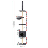 Tails Cat Tree - Scratching Post (260CM, Dark Grey)