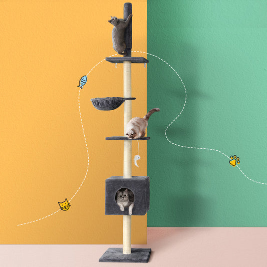 Tails Cat Tree - Scratching Post (260CM, Dark Grey)